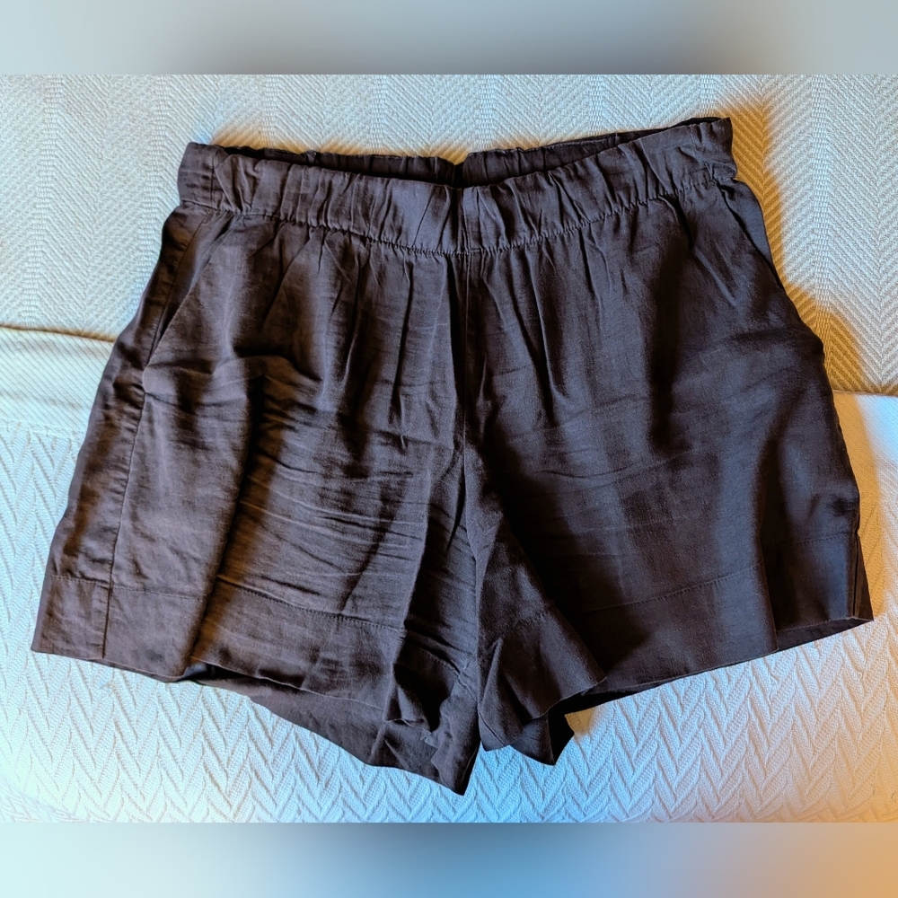 Women's Brown Linen Blend Shorts